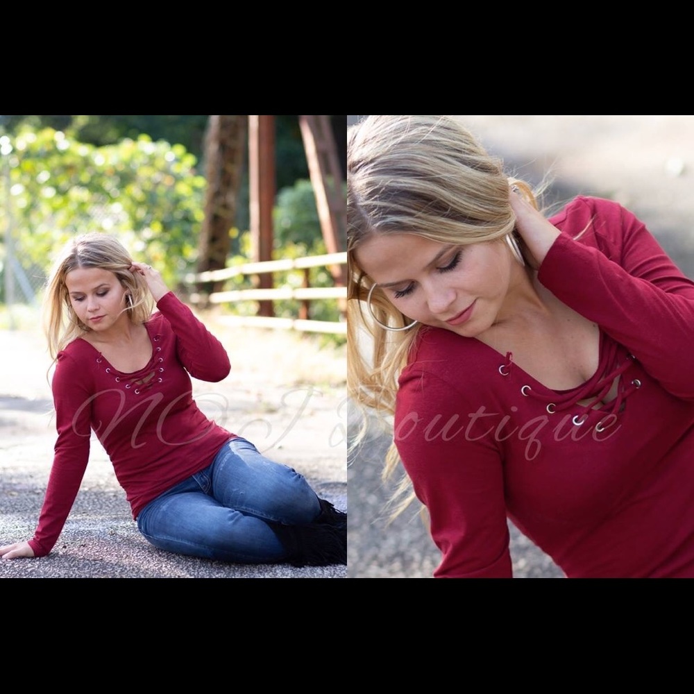 Long Sleeve Lace-up Top